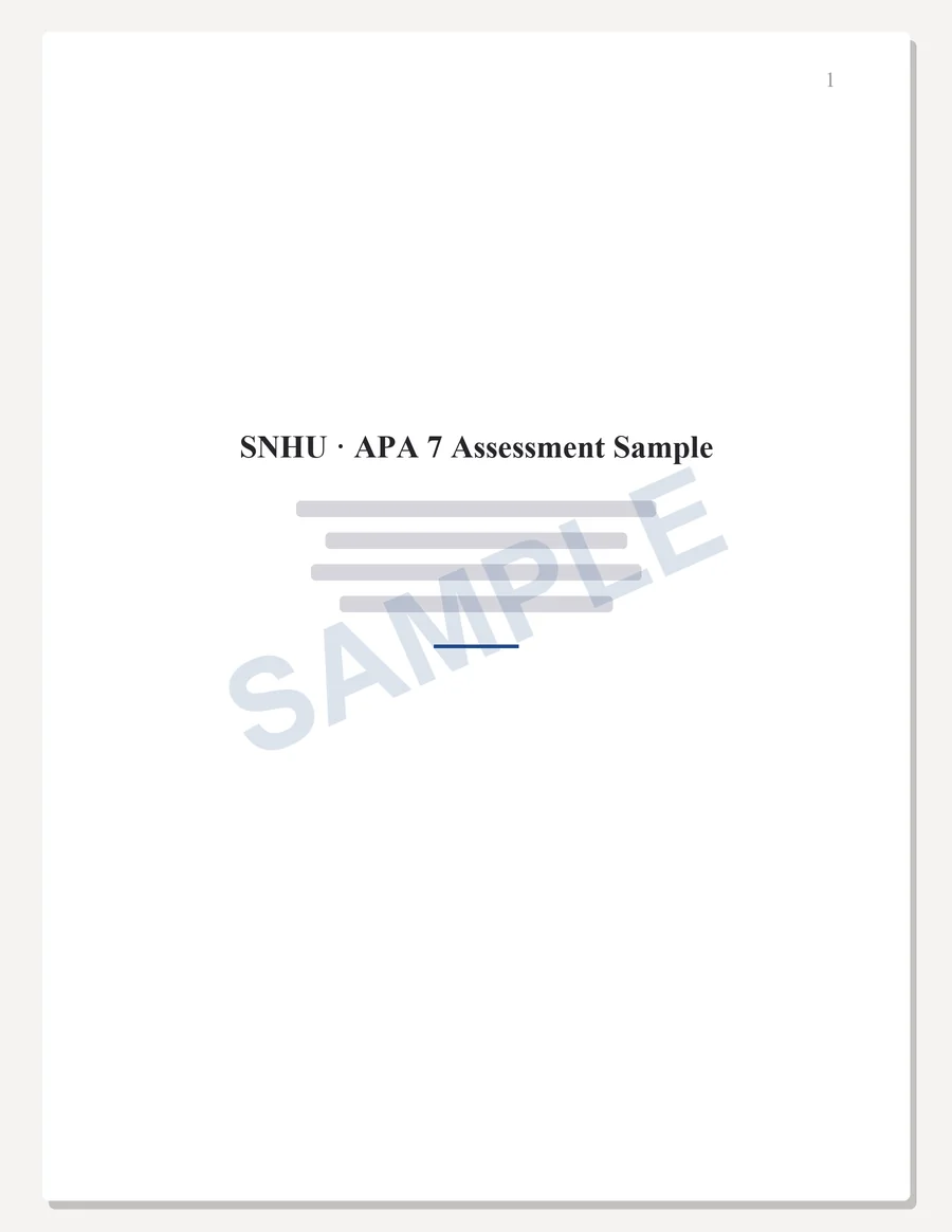 SNHU sample paper preview, APA 7 title page, written to the scoring guide